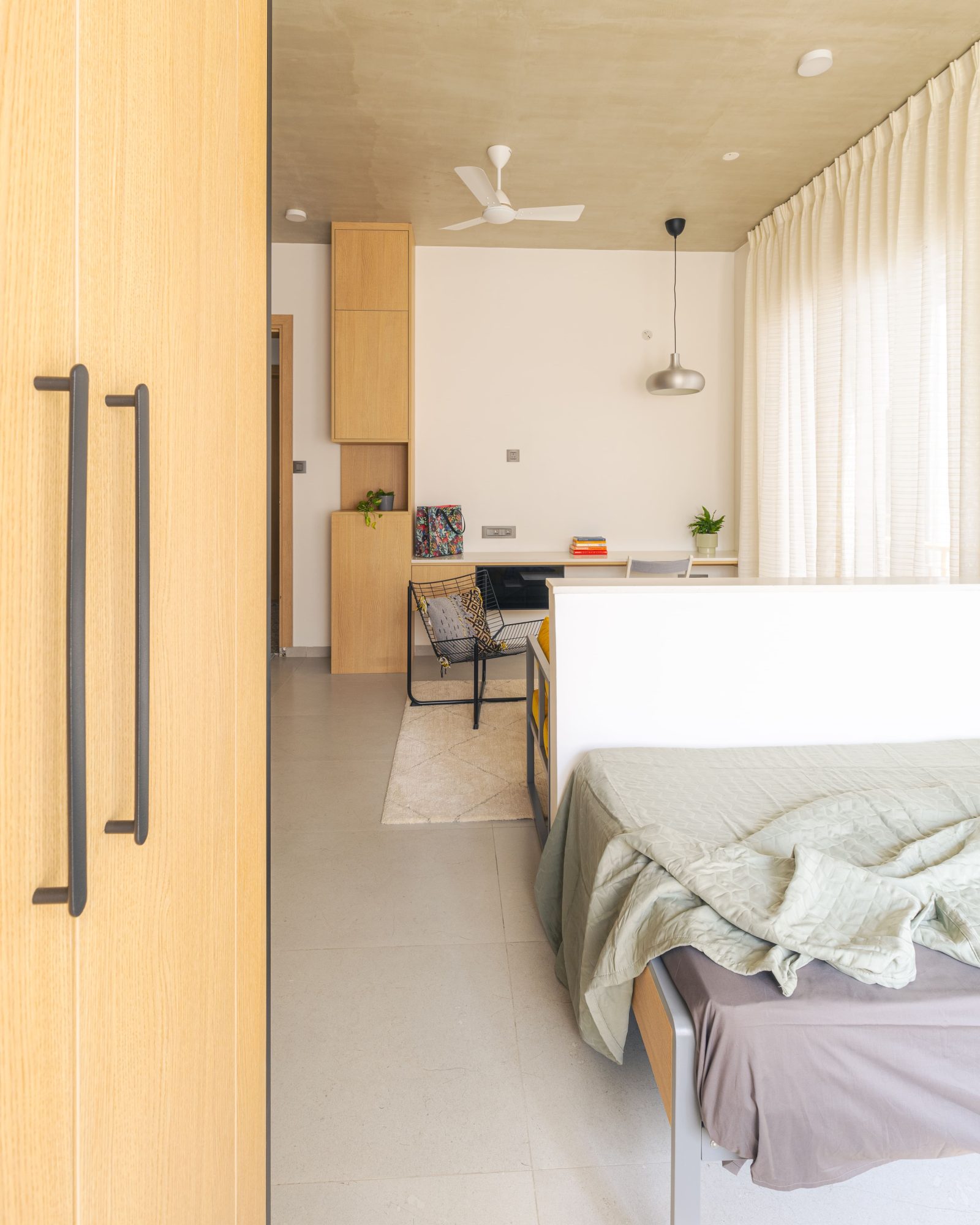 Stylish bedroom in a fully managed coliving space in Hyderabad