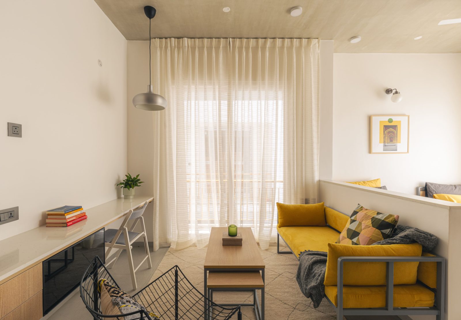 Shared living room with modern furniture in Gachibowli coliving